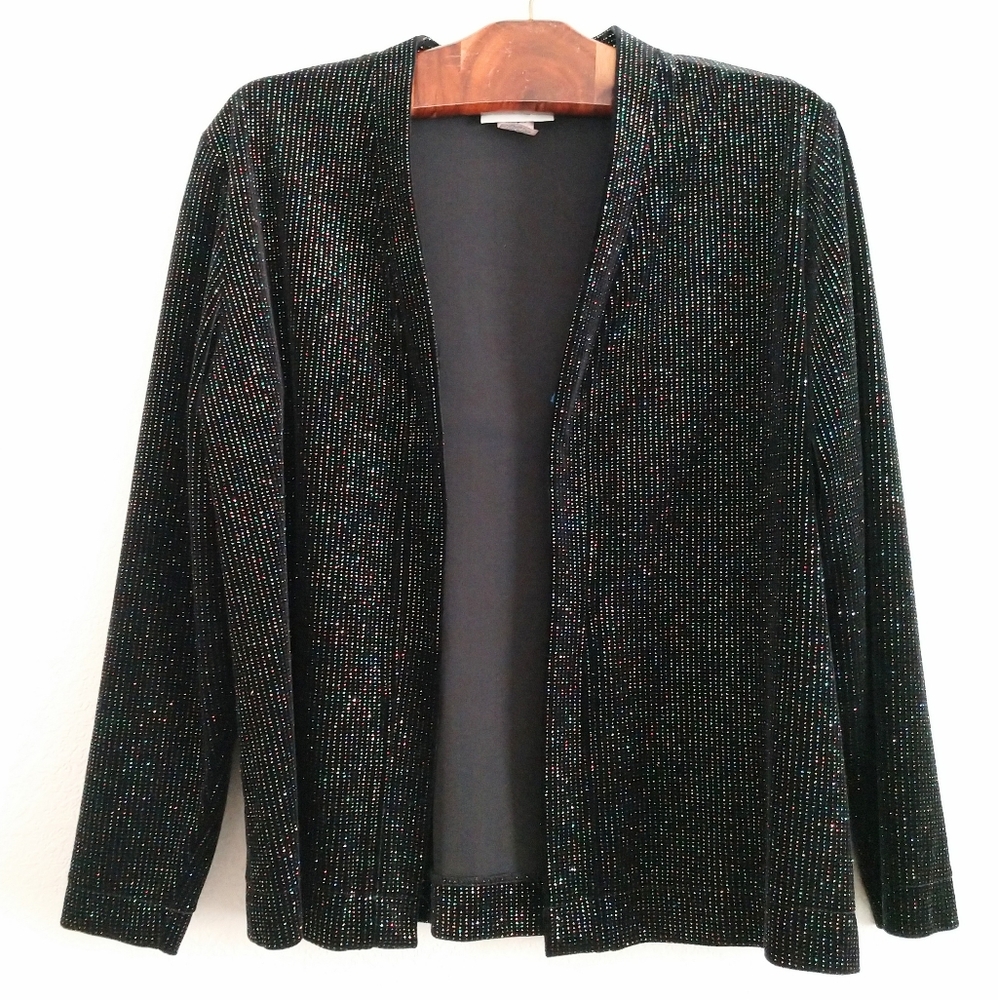 Graff Evening Jacket Multi-colored Metallic Sparkly Rainbow Thread Size Small